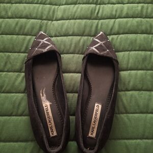 Karl Lagerfeld Black and Gray Women's Flats